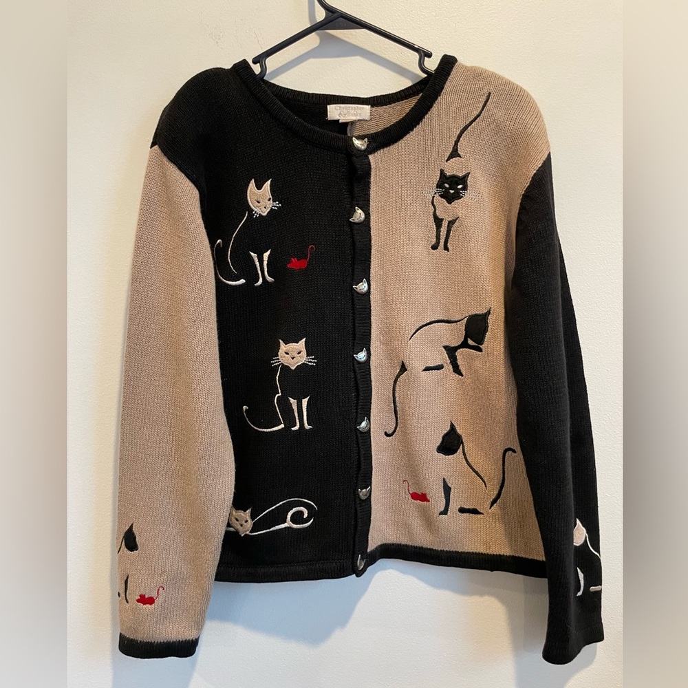 Y2K 90’s Christopher & Banks Cat Lover sweater. Size large.